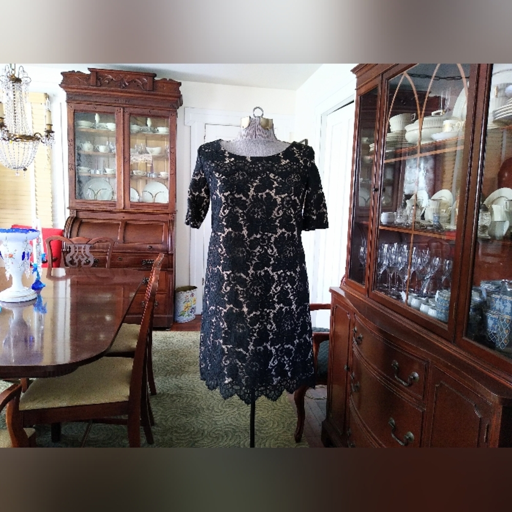 J. CREW Black Lace And Tan Dress
